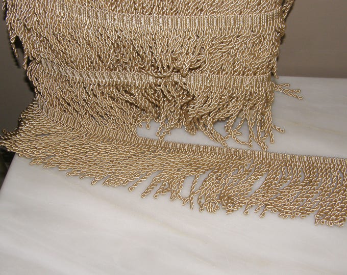 9cm-3.54" Rayon Bullion Fringe Trim | Beige Gold Bullion Fringe Trim | Sold by the meter