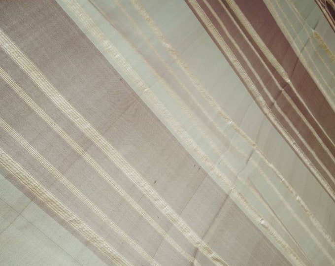 100% Silk taffeta Grey Beige Stripes Decoration Drapes Curtains Fabric| 280 cm - 110 inches Height Silk Decoration Fabic| Sold by the meter