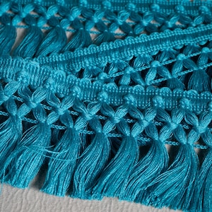 Blue Green  Braid Tassel Fringe Trim| 8cm-3.15" Wide Lace Ribbon Trim | Curtains, dress, costumes, accesorries trim by the meter