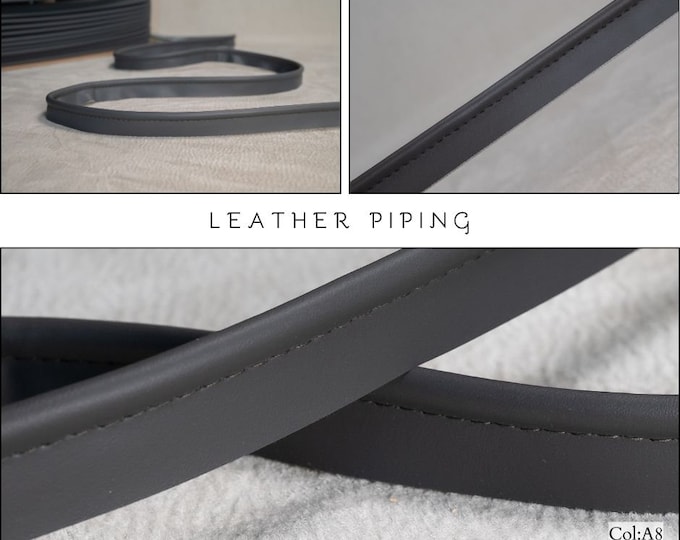 Faux Leather Grey Piping cord|5.5mm-0.22" Flanged Piping|Upholstery Gimp Trim