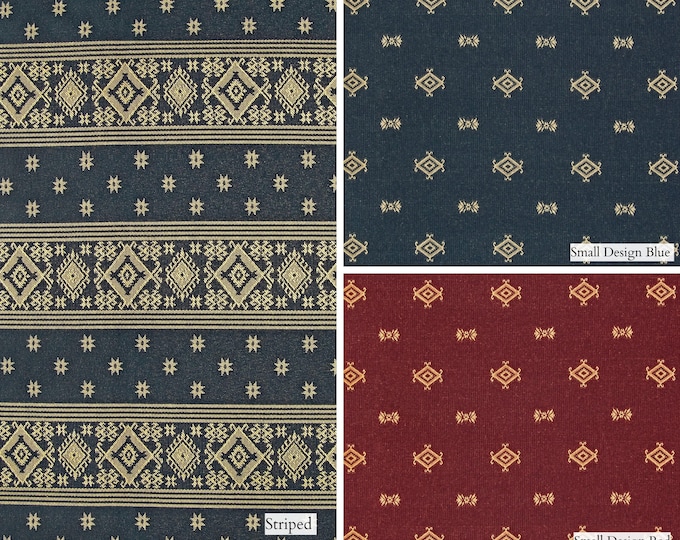 Ethnic Design Jacquard Upholstery Fabric | 280cm - 110 inches width Ethnic Boho Ikat Upholstery Fabrics | Sold by the meter