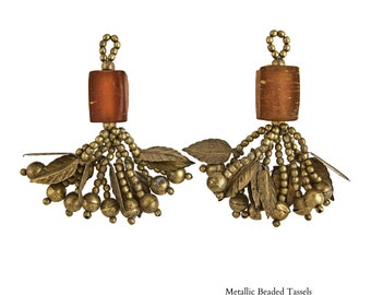 Glands décoratifs métalliques perlés rétro classiques | Glands en perles antiques de 7,5 cm à 2,95 pouces