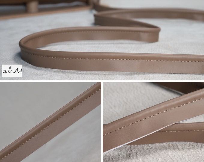 Faux  Leather Light chocolate Piping cord|5.5mm-0.22" Flanged Piping|Upholstery Gimp Trim