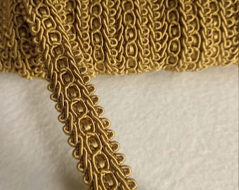 Adornos de flecos con trenza dorada/adorno de tapicería con trenza dorada de 1,8 cm (0,71 pulgadas)
