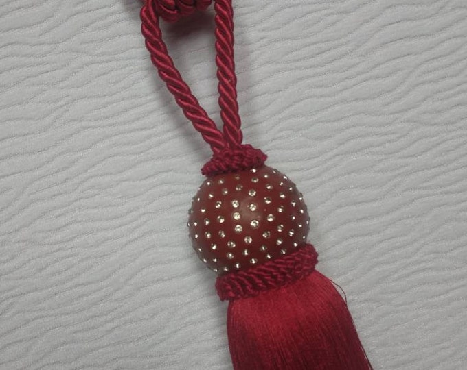 Red rhinestone Modern Tiebacks|Curtain tie backs.Modern Tassel Hold backs