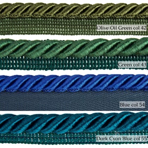 65 Colors Twisted Cord10mm or 6mm Rayon Flanged Piping Cord Upholstery Piping Cord by the meter image 9