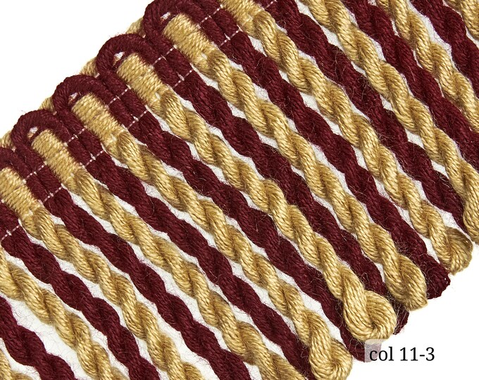 7cm(2.75")  or 12cm(4.72") Relax Bullion Fringe | Red Wine Gold Bullion Fringe Trim | Sold by the meter