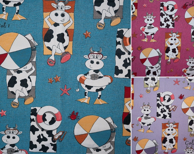 Cute Cow Kids Fabric,/ 280cm - 110 inches Designer Fabric, /Children's Fabric, Custom Fabric,/ funny kids curtain/cartoon curtain kids
