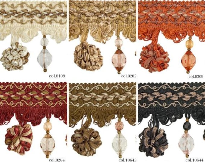 Beaded Onion Trim Fringe |  8 cm - 3.15 height | beaded trim | curtain trim | fringe trim with beads and balls