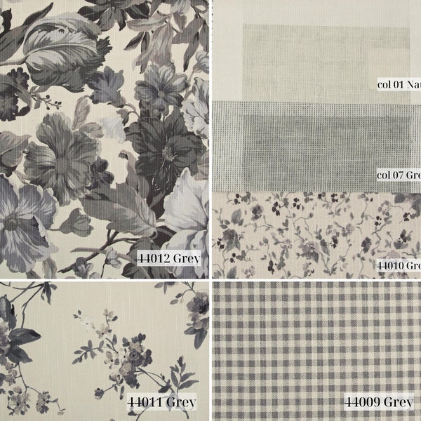 Tissu de rideau en gaze de coton à fleurs gris | 280cm - 110 pouces de largeur Rideau et tissu d'ameublement léger