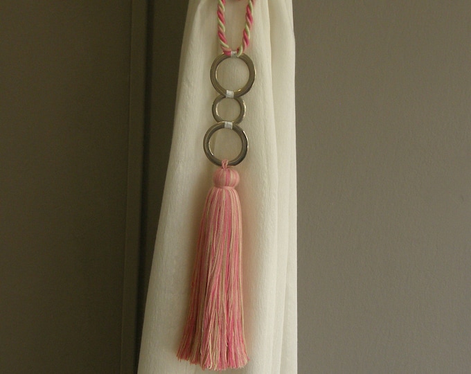 Curtain decor | Modern tiebacks for curtain | Curtain Holdbacks with metalic rings | home decor tassel