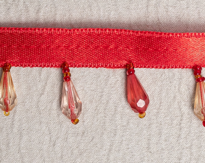 Red beaded decoration fringe trim/3cm -1.18''inches height beads trim decor fringe