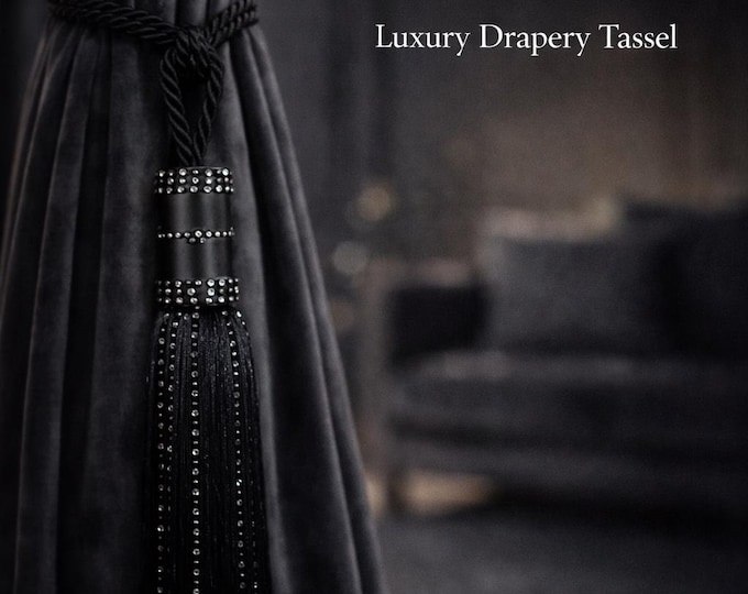 Crystal Curtain Tieback Tassel | Rhinestone Drapery Tie Back | Luxury Curtain Holdback | Decorative Window Curtain Accessory | 3 Colors