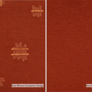 Rust Brown Geometric & Plain Chenille Upholstery Fabric|Double Height 280cm-110inches | Sold by the meter