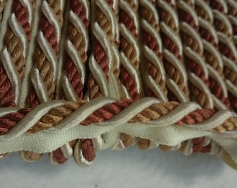 9mm-0.35" Flanged Piping Cord| Ivory Gold Brown Upholstery Trim by the meter (39"/1.09yards)