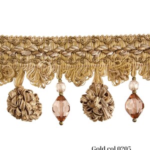 Beaded Onion Fringe Trim 8cm (3.15”) | Luxury Curtain Lampshade Trim | Decorative Beaded Tassel Fringe | Upholstery & Home Decor Trim image 7