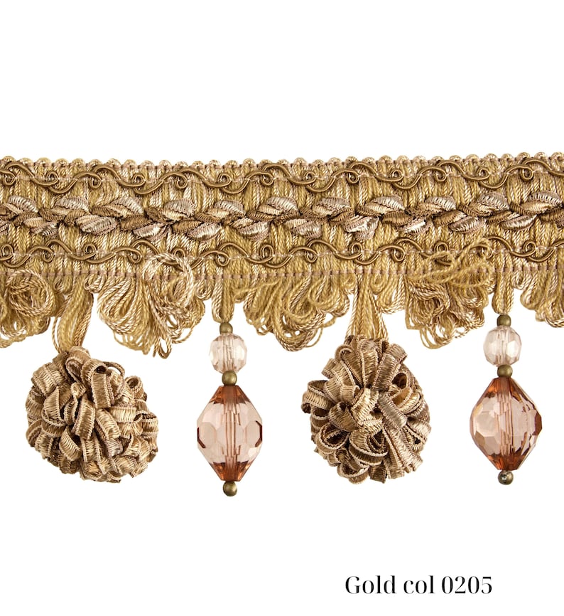 Beaded Onion Fringe Trim 8cm (3.15”) | Luxury Curtain Lampshade Trim | Decorative Beaded Tassel Fringe | Upholstery & Home Decor Trim image 7