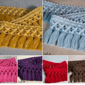 41 kleuren gevlochten kwastje franje| 8 cm - 3,15" brede, rijke franje met kwastjes en kanten lint | Jurk, gordijnen, bies per meter.