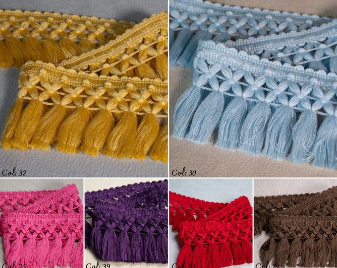 41 colors Braid Tassel Fringe Trim| 8cm - 3.15" Wide Rich Tassel Fringe Tapes Lace Ribbon Trim | Dress, curtains, trim by the meter.