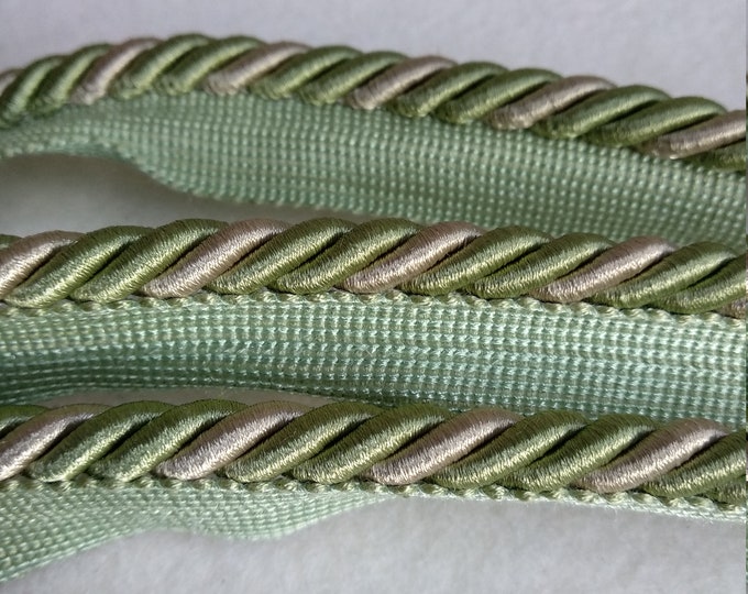Green-light green flanged rayon piping cord with lip/8mm 0.35 inches  thick lipped flanged cord upholstery and cushions piping