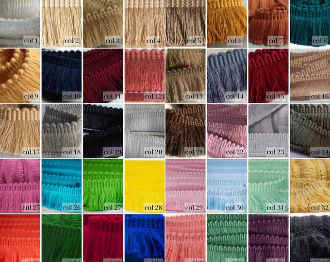 41 Colors Brush Fringe Trim | 4 cm - 1.57 inches width rich brush fringe trimming by the meter