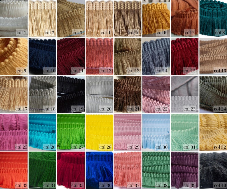 40 Colors Brush Fringe Trim 4 cm 1.57 inches width rich brush fringe trimming by the meter image 1