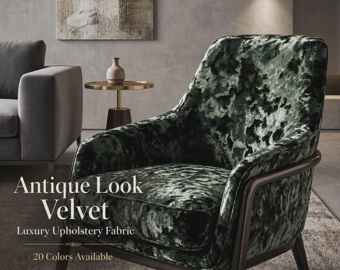 Velvet Luxurious Old Aged Look Antique Upholstery Fabric|138cm-54" width Classic Vintage Velvet Upholstery Fabric|Sold by the meter