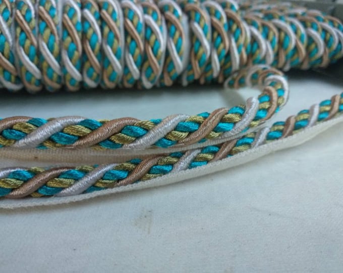 9mm - 0.35" Flanged Piping Cord| Ivory Blue Gold Oil Green Upholstery Trim by the meter (39"/1.09yards)