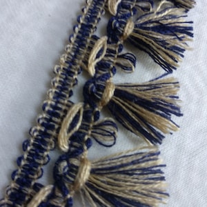 Blue Gold Relax Tassel Fringe Trim | 3cm-1.18 inches Width Tassel Trimming | Sold by the meter