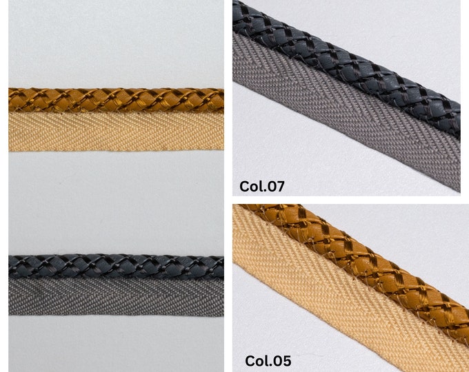 Faux Leather Piping cord|6mm-0.62" Flanged Piping|Upholstery Gimp Trim