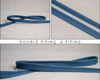 Raf Blue Double Piping Cord or Piping |10mm-0.39" double gimp piping or 5mm - 0.19" Flanged Piping|Double Upholstery Gimp Trim