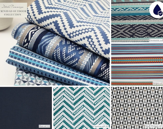 Outdoor Collection Ethnic Kilim Jacquard Upholstery Fabric |140cm-55inches width Outdoor Ethnic Kilim| Water Repellent Outdoor Boho Fabric
