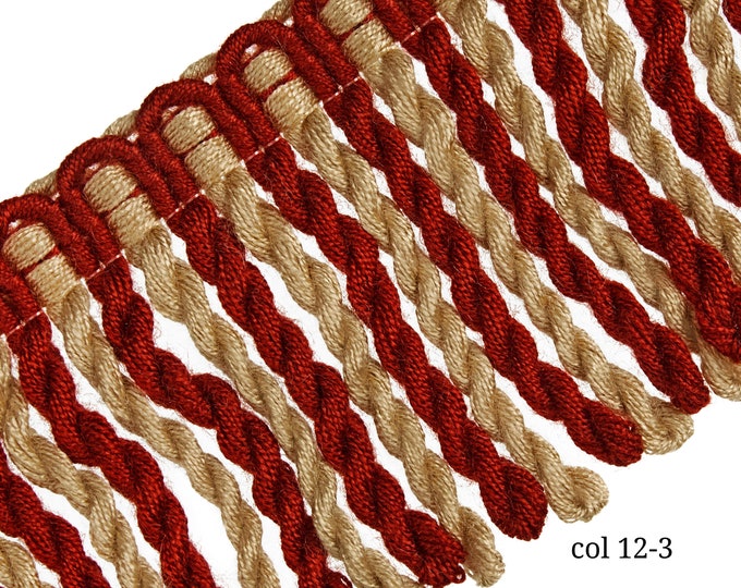 7cm(2.75")  or 12cm(4.72") Relax Bullion Fringe | Rust Brown Beige Bullion Fringe Trim | Sold by the meter