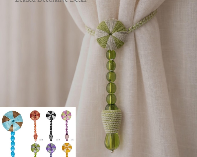 Tassel With Beads and Crystals | 11cm - 4.33 inches Height | Rosary Tassel with Rossette | Cushion Tassel with Beads