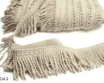 7cm (2.75&quot;)  or 12cm (4.33&quot;) Relax Bullion Fringe Trim | Light Beige  Bullion Fringe Trim | Sold by the meter