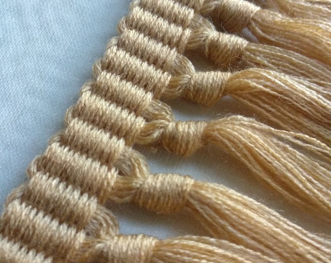 Gold Knotted Chainette Fringe Trim | 10cm - 3.9 inches fringe trim | Sold by the meter
