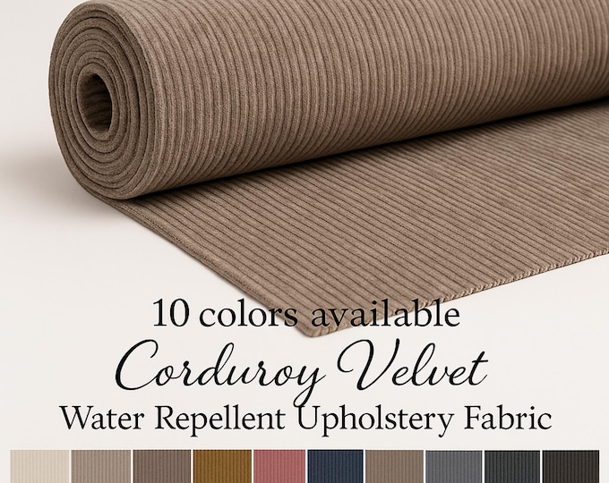 Corduroy Velvet Water Repellent Upholstery Fabric |140cm-55" Width |12 Vibrant Colors Elegant Striped Velvet Upholstery Fabric by the meter