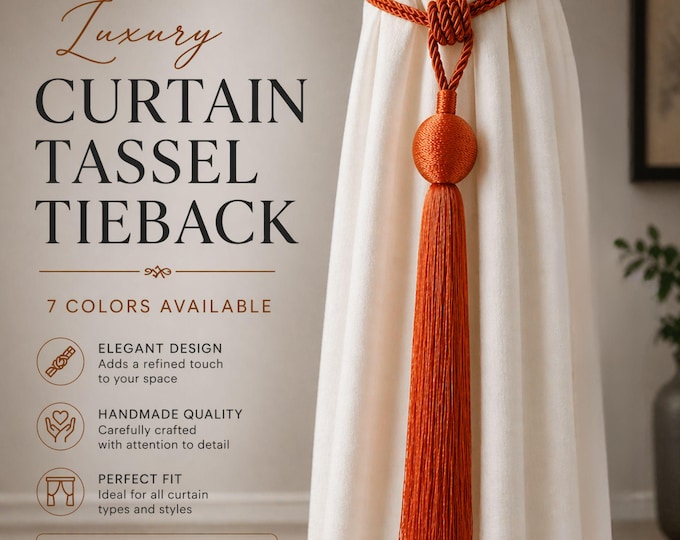 Curtain Tassel Tieback 38cm (15”) Luxury Drapery Holdback | Decorative Curtain Tie Back | Window Tieback | 7 Colors Available