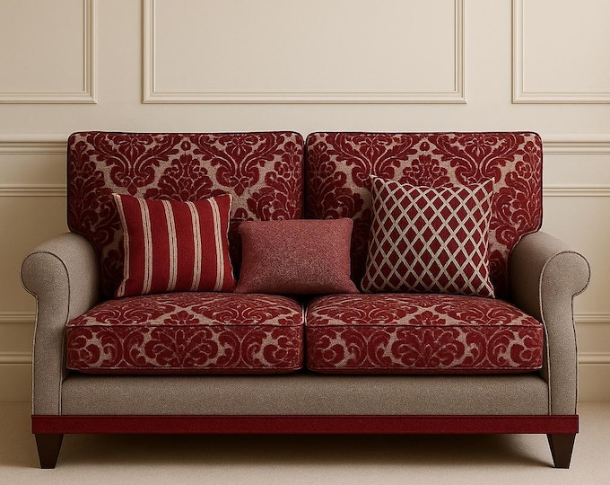 Velvet Red Classic Chenille Upholstery Fabric | 140 cm - 55 inches width upholstery fabric