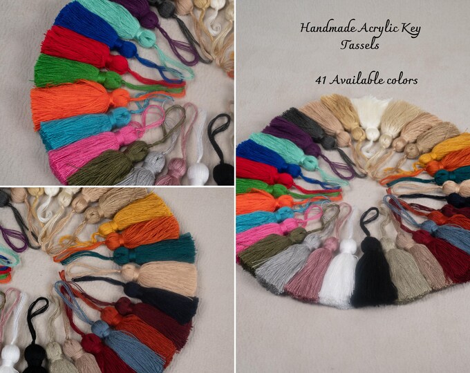 Handmade Acrylic Key Tassels | 7cm - 2.75" Height  color full Key Tassels for Sewing Crafts and Decoration