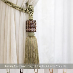 Luxury Woven Cube Tassel Curtain Tieback | Designer Drapery Holdback | Statement Decorative Tassel | 5 Colors Available