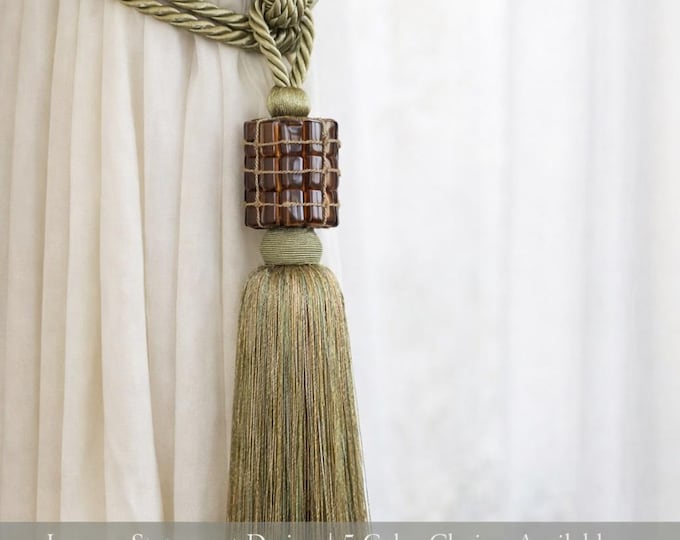 Luxury Woven Cube Tassel Curtain Tieback | Designer Drapery Holdback | Statement Decorative Tassel | 5 Colors Available