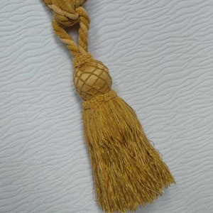 Yellow chenille Modern Tiebacks|Curtain tie backs.Modern Tassel Hold backs