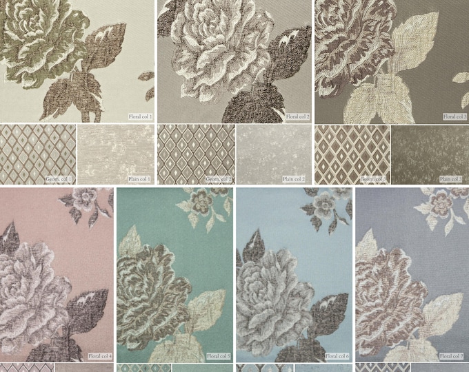 7 Colors Viscose Embroidered  Classic Floral Upholstery Fabric | 150cm-59 inches Width Upholstery Fabric |Sold By the meter (1m=1.09 yards)