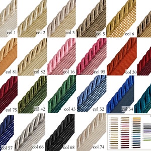 65 Colors Twisted Cord10mm or 6mm Rayon Flanged Piping Cord Upholstery Piping Cord by the meter image 1