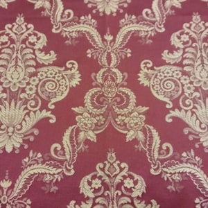 Red Beige Damask Classic Jacquard Light Upholstery Fabric | 280cm-110&quot; Width Classic Drapery Fabric | Sold by meter
