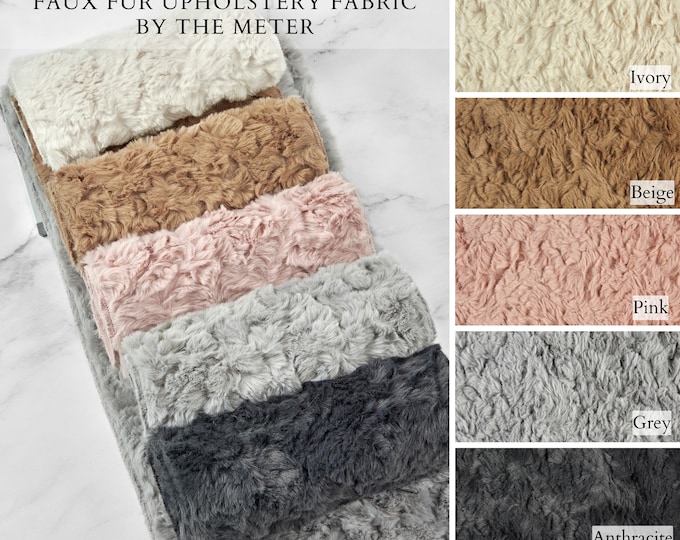 Fluffy Faux Fur Upholstery Fabric |155cm-61" Width | Ideal for Pillows, Sofa, Throws | Faux Fur Fabric by the Meter