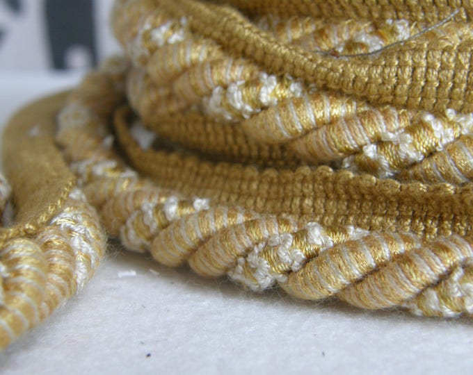 10mm-0.39" Chenille Flanged Piping Cord | Ivory Yellow Upholstery Cord | Sold by the meter