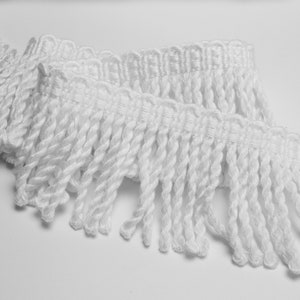 7 cm (2,75") o 11 cm (4,33") Relax Bullion Fringe Trim / White Bullion Fringe Trim al metro