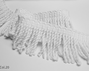 Garniture à franges relax en lingots de 7 cm (2,75 po. po.) ou 12 cm (4,72 po.) | Garniture à franges en lingots blancs au mètre